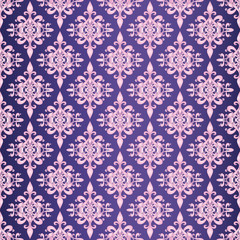 Baroque pattern in pink gradient on a dark blue background