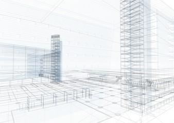 grattacieli wireframe architettura ingegneria
