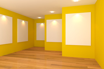 empty yellow gallery room