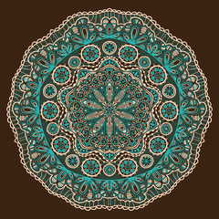 ornamental round lace pattern, circle background with many detai