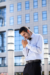 businessman with cigarette having a break