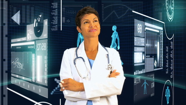 Female Doctor Virtual Medical Studio Environment