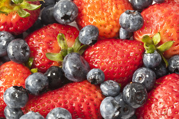 garden strawberry and blueberries