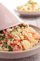 tagine, couscous salad with vegetables