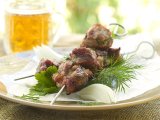 Grilled meat kebab