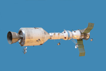 Model connected spaceships Apollo and Soyuz