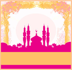 Ramadan background - mosque silhouette vector card