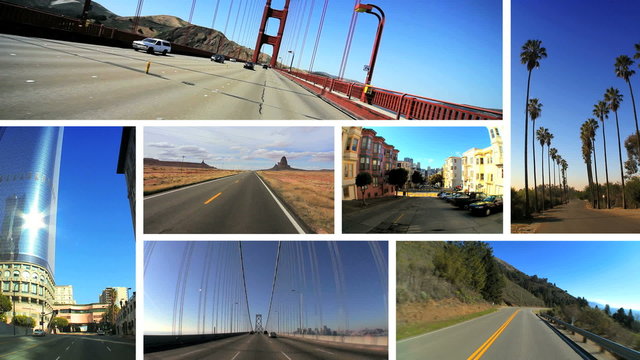 Montage Images P.O.V. Driving West Coast USA
