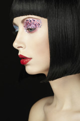 Fototapeta premium Fashion photo of young woman with dark hair