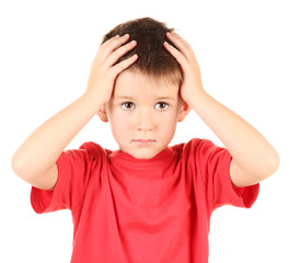 portrait of little boy isolated on white