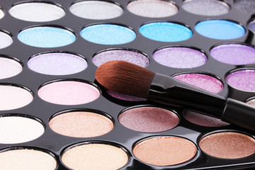 Bright eye shadows close-up