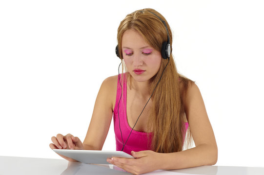 student girl with tablet compiuter