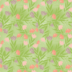 Red and violet flowers seamless pattern