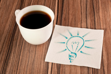 Light bulb on a napkin