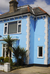 Blue painted house in Bognor Regis. Sussex. UK