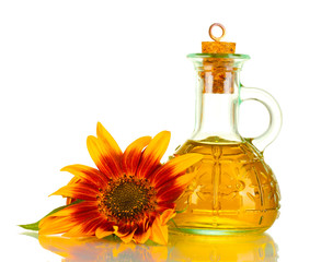 sunflower oil and sunflower isolated on white