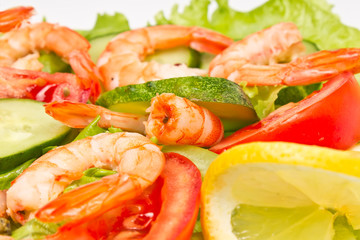 salad of royal shrimps and  vegetables