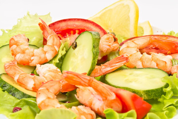 salad of shrimps and fresh vegetables