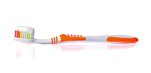 Toothbrush with paste with reflection