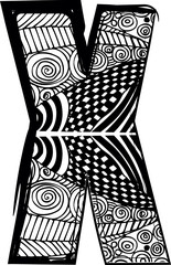 Letter X with abstract drawing. Vector illustration