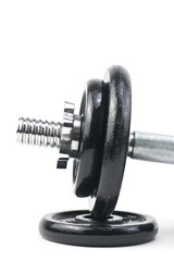 Black and silver dumbbells