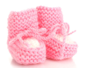 pink baby boots isolated on white