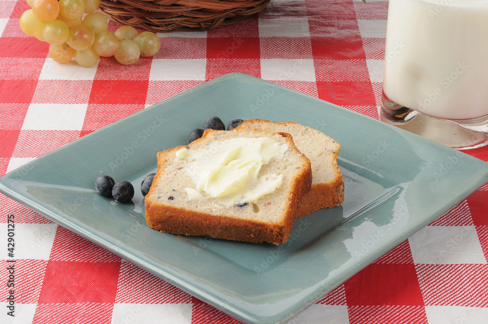 Wall mural slices of buttered blueberry bread