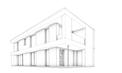 Sketch of modern house – only house