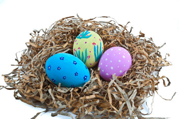 Colorful easter eggs  on a white background