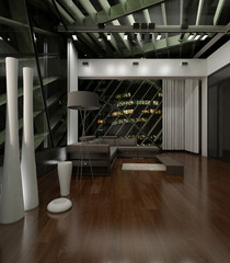 Penthouse Loft in the City at night time