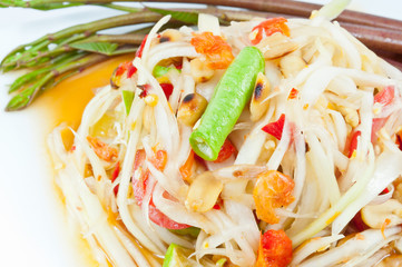 Thai papaya salad or Som Tum (traditional and modern thai food)