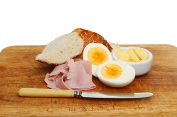 Bread eggs and ham