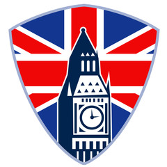 Obraz na płótnie Canvas Big Ben British Flag Shield