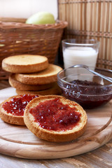 bruschetta with strawberry jam, italian healthy breakfast