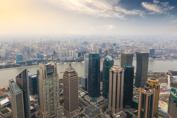 overlooking shanghai in the afternoon