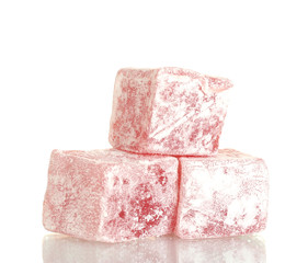 tasty pieces of turkish delight isolated on white
