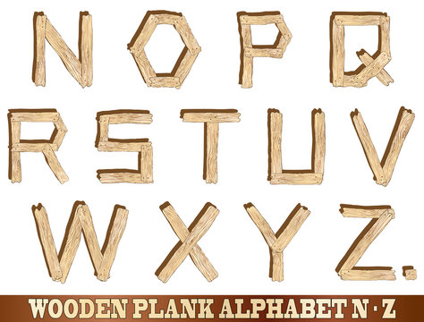 Wooden Plank Alphabet N to Z