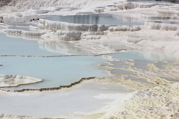 Tavertine pools and terraces made from thermal salts at pamukkale