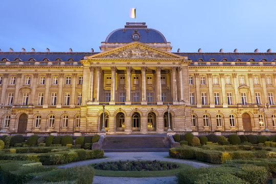 Brussels - The Royal Palace in evening in Belgium.