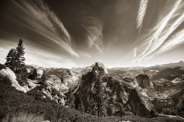 Yosemite - Half Dome, bw - obrazy, fototapety, plakaty