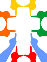 Handsilhouetten formen ein Kreuz