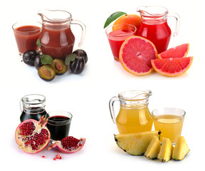 Set  glass and jug of fruits juice
