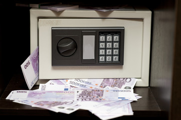 steel electronic safe with money