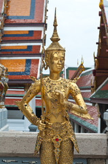 Obraz na płótnie Canvas Golden Angel in Phra Kaew Temple, Bangkok Thailand, Public art.