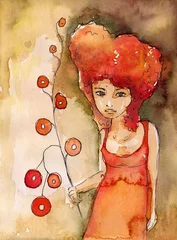 Poster Painterly inspiration kobieta z kwiatem