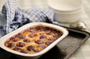 baked red cherry clafouti