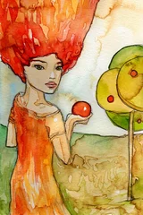 Papier Peint photo Lavable Inspiration picturale z jabłkiem