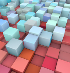 abstract 3d cubes backdrop in red and blue