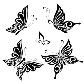 Set of vector butterflies