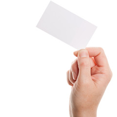 Paper card in woman hand